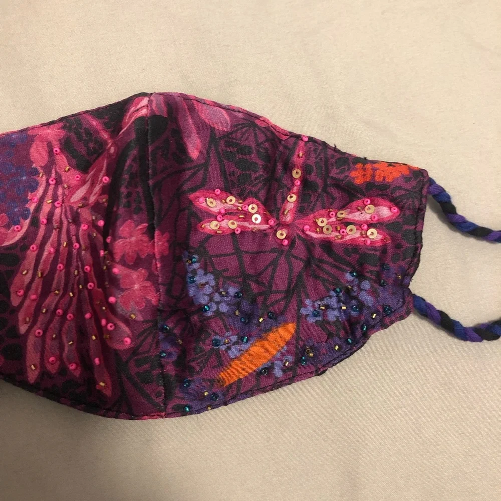 Womens Roopa Pemmaraju Embellished Purple Sequins Mask